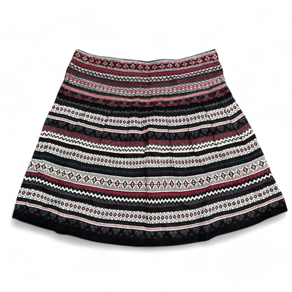 Princess Vera Wang Knit Mini Skirt Womens Size Medium White Black‎ Red Designer